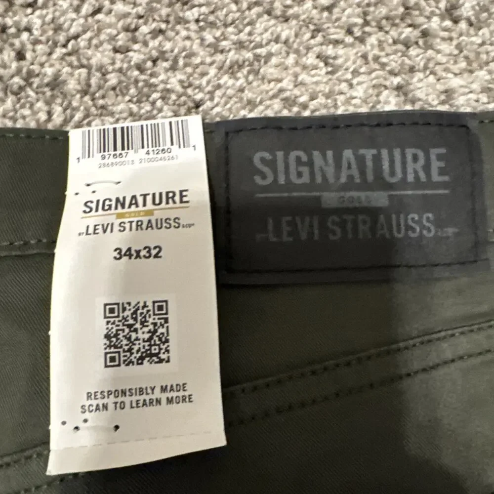 NEW Signature 34x32 Levi's Strauss & Co. Gold Label Athletic Tech Jeans Olive